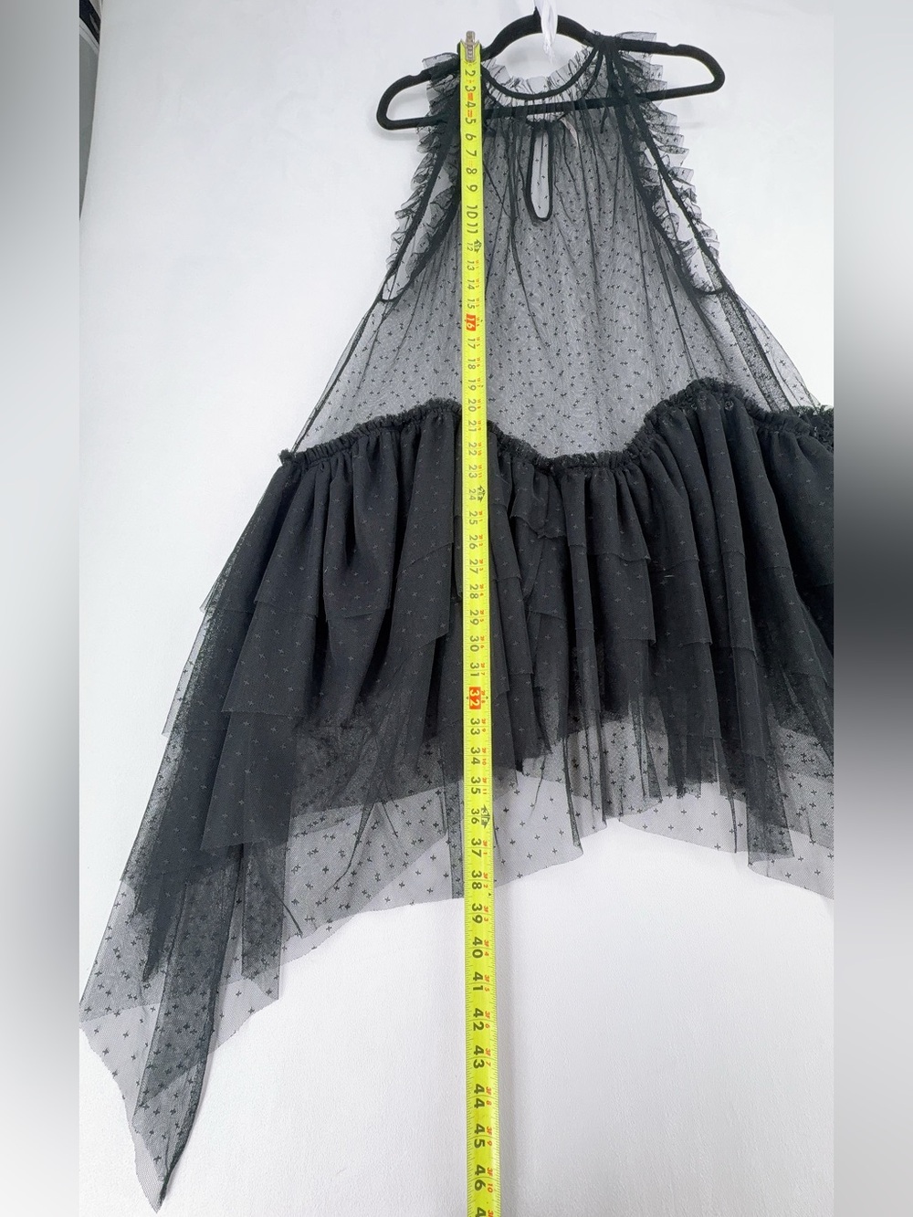 Free People Mia Mesh Maxi Top Rich Black Sheer Ruffle Embrodiery Dress NWOT Sz M - Picture 6 of 9
